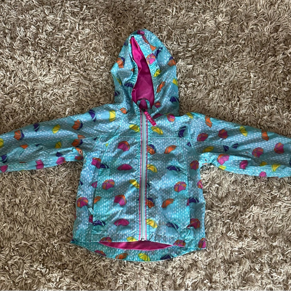 L.L. Bean Pink and Green Kids' Rain Jacket